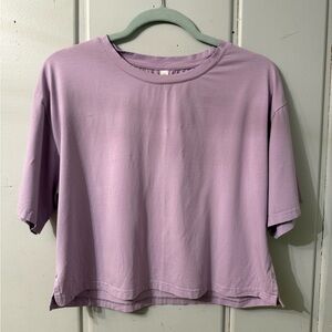 Casual Lavender Short Sleeve Cropped Women's Top